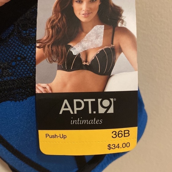 NWT Apartment 9 sapphire and black push up bra size 36B - Picture 2 of 5
